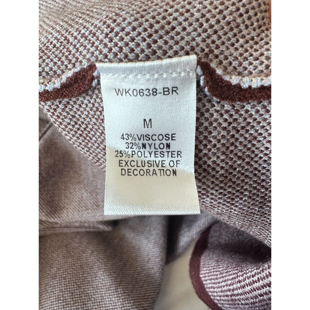 NWT THML Open Front Cardigan Sweater Brown Blue Stars Size Medium - Picture 7 of 7